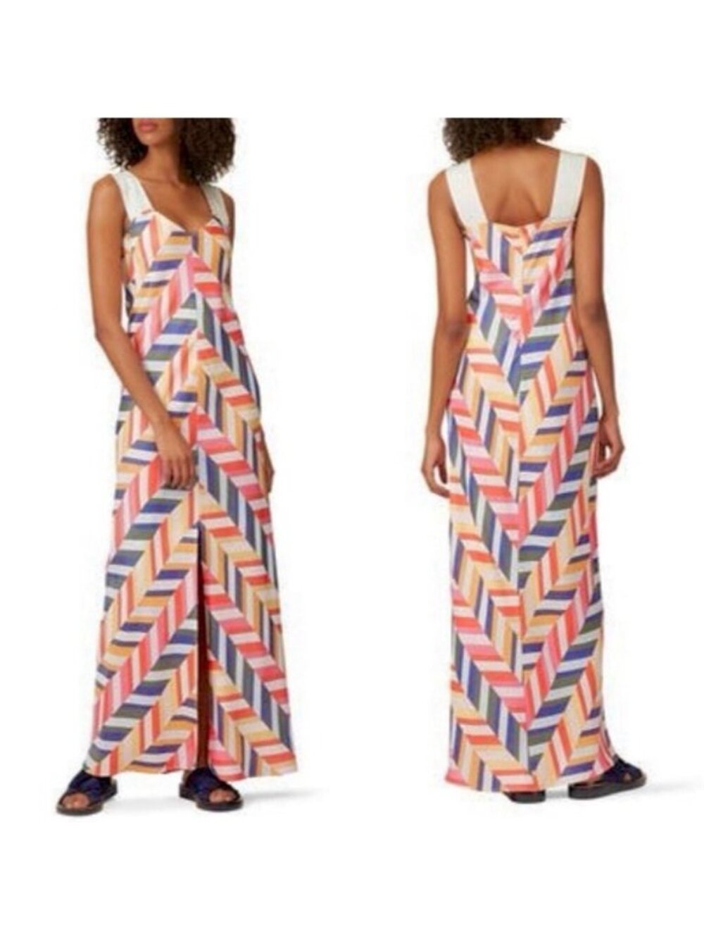 Zero + Maria Cornejo Bias Alexia ChevronJacquard Maxi Dress Multicolor 8